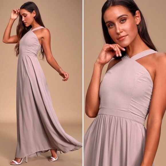 Lulus Air of Romance Maxi Dress Taupe Elegant Sleeveless Womens Size Small - Picture 2 of 8